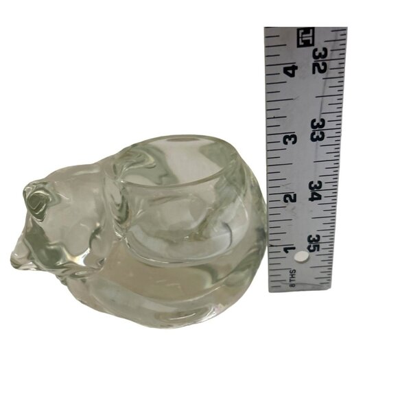 Vintage Avon Clear Glass Cat Shaped Candle Holder/Votive - Picture 7 of 8